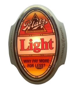 Blatz Light Lighted Beer Sign Vintage 19x14 Works