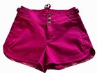 Betsey Johnson Vintage Shorts Fuchsia Pink Lace Up Back Buckles 2 Cotton Stretch