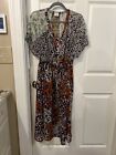 CABI Escape Dress 2 Pc Animal Print Midi Sheer Lightweight Womens Small Cover up