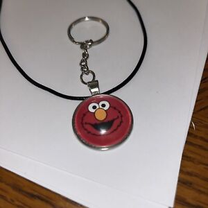 Brand-New 3D Epoxy Resin Round Shaped Elmo Sesame Street Keychain Or Necklace!
