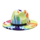 Fedora hats for women Tie Dyed Special Style Wide Brim Fedora Panama Hat with Ch