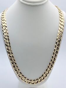 10k Yellow Gold Solid Curb Cuban Link Chain Necklace 24