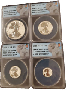 2023 FIJI Silver Eagle 4 coin Fractional Set Reverse Proof RP70 FIRST STRIKE set