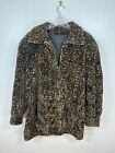 Sheared MINK fur jacket black tan gold zipper Women 2XL Extra Large coat leopard