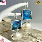 925 Silver Plated Earrings Turquoise Dangle Drop Hook Ear Stud Jewelry Simulated