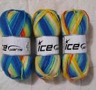 New ListingIce yarns, Baby Wool Print, Sz 3, Yarn lot of 3, 50g/ 164 yds ea., Free Shipping