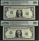 2-Consecutive 1963 $1 FRN Dallas PMG 66EPQ low serial number mule star 0003108-9