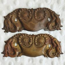 New ListingVintage Drawer Pull Backplate Salvage Hardware Set Of 2 Brass Decor Reclaimed