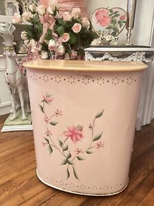 Detecto Hamper Waste Basket Pink Old As Is Antique Vtg Flowers As Is Laundry