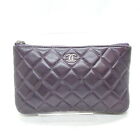 Chanel Cosmetic Pouch Bag  Purple Leather 433177