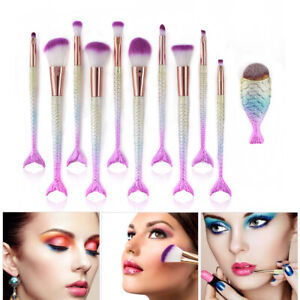 Mermaid Makeup Brush Set Fish Tail Foundation Powder Eyeshadow Cosmetic Brushes