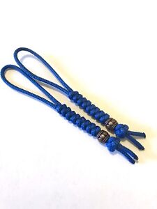 95 Paracord Micro Knife Lanyard 2pk, Blue Cord Snake Knot With Metal Bead