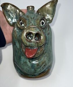 New ListingFace Jug, Folk Art, Pottery, Pig Marvin Bailey