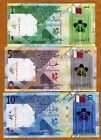 SET Qatar, 1-5-10 Riyals, 2020-2022, P-New, UNC ornate, completely redesigned
