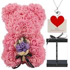 New ListingFLOWERS Rose Bear Gifts for Mothers Day, Teddy Bear with Rose Bouquet, Neckla...