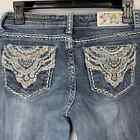 Grace In LA Jeans Womens 28 Embellished Embroidered Sequins Distressed Blue