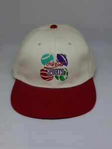 Coca Cola Sports Snapback Hat Vintage Retro Red White Embroidered Cap