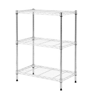 3-Tier Freestanding Adjustable Wire Metal Shelf Rack Kitchen Storage Organizer