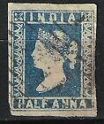 INDIA SG6 QV 1854 1/2A Blue, Die II, Used