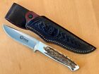 Boker Arbolito Hunter - Stag Handle - Fixed Blade Knife w/ Leather Sheath