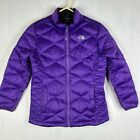 The North Face Puffer Coat Girls Large 550 Goose Down Jacket Purple Youth Coat