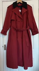 Four Seasons London Womens UK 12 Red Trench Coat Long Mac Lined Belted VGC