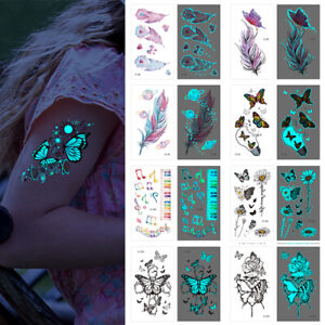Luminous Women Tattoo Temporary Tattoos Sticker Fake  Body Art Waterproof New ☆