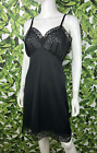 Vintage 60s Van Raalte Gown Women's Size L Classic Black Sheer Lace Slip