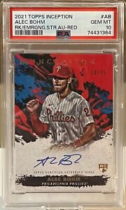 2021 Topps Inception Alec Bohm Emerging Stars Rookies RC Red Auto /75 PSA 10!