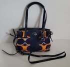 Coach Blue & Gold Linear Signature Mini CarryAll F23959 Purse Handbag Triple Com