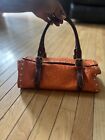 claudia firenze handbags Purse Orange Bumpy Genuine Leather Tote