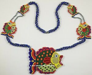 RAINBOW CLOWN FISH Necklace Miyuki Delica Glass Multicolor Beads FREE SHIPPING