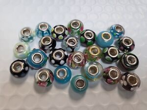 Lot of 22 Handmade Large Chevron Glass Beads Bulk Lot SA33