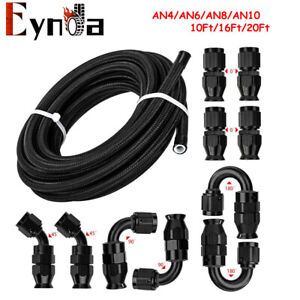 4/6/8/10AN Black Nylon PTFE Fuel Line 10/20ft 10 Fittings Hose Kit E85 US