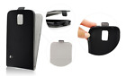 Black Leather Wallet Soft Flexible Cover Case ~ LG Optimus L3 (E400)