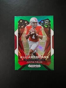 2021 Panini Prizm Justin Fields RC Green Prizm HOLO All-Americans Bears Rookie
