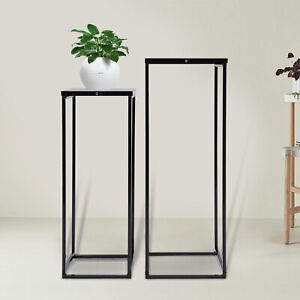 2pcs Black Metal Planter on Stand Tall Set Of 2 Plant Pots Home Store Decor Gift
