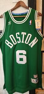 NWT VTG NBA Adidas HWC Boston Celtics Bill Russell Jersey Mens Large SEWN 6 Bird