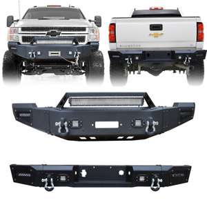Vijay Front/Rear Bumper W/Winch Plate&Lights For 11-14 Chevy Silverado 2500/3500 (For: 2011 Silverado 2500)