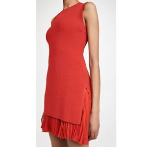 Theory Sleeveless Ribbed Mini Sweater Dress Red/Orange NEW Size Small