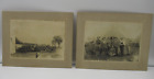 2 Sepia c1890 Cabinet Card Photographs 5x7 Military Encampment of Uniformed Men