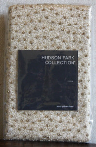 Hudson Park Luxury TWO Foglia Euro Pillow Shams Gold Beaded Shimmer Design