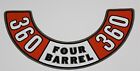 NEW 1972-74 Mopar 360 Four Barrel Air Cleaner Decal (For: 1972 Dodge Charger)