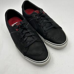 Men's 12 Vans Stussy Syndicate Low Double S Black/White Sneaker Skate Shoes Red