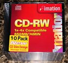 IMATION CD-RW Blank Discs 650 MB/74 MIN With Storage Cases PACK Of 10 NEW