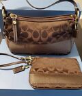 Coach Bag with matching Wristlet (Signature Brown)
