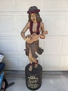 VTG Sailor Jerry Rum Hula Girl Hawaiian Dancer Statue 41” Tall Display Tiki Bar