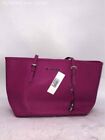 Michael Kors Womens Pink Saffiano Leather Inner Pockets Double Handle Tote Bag