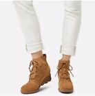 SOREL EVIE Lace up Wedge Suede Waterproof Ankle Boots Camel Brown 8.5 8 1/2 39.5