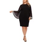Xscape Womens Black Beaded Knee Length Shift Dress Plus 16W BHFO 4073